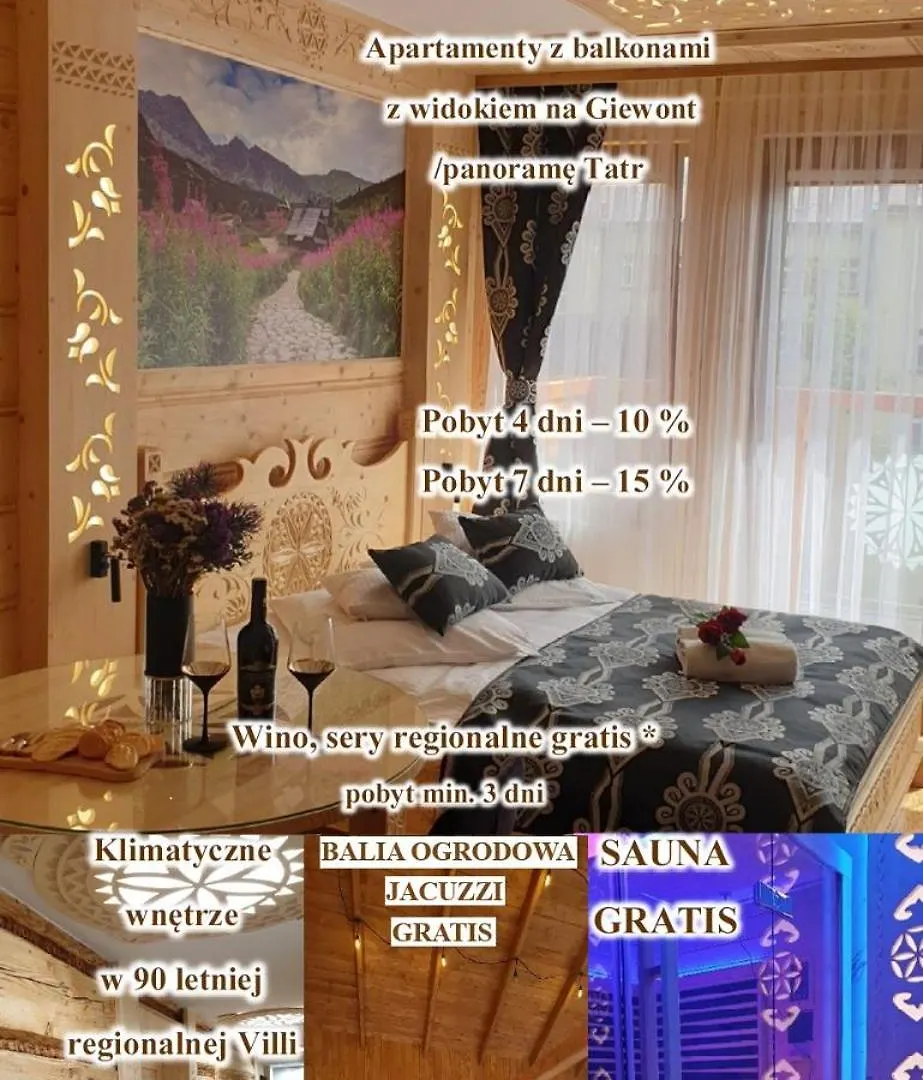 Villa Fortuna - Regionalne Apartamenty & Spa - Sauna, Grill, Jacuzzi Z Widokiem Na Tatry Закопане